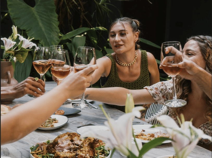 A group of people having lunch